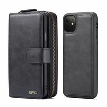 Load image into Gallery viewer, iPhone 11 Pro Max BRG Leather Purse 12 Card-Slot Detachable Case