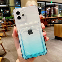 Load image into Gallery viewer, iPhone 12 Pro Max Ombre Cardholder ShockProof ClearTransparent Gradient Case
