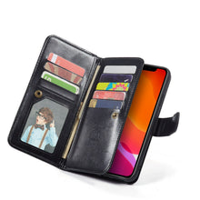 Load image into Gallery viewer, iPhone 11 Pro Max BRG Leather Wallet Flip 9 Card-Slot Detachable Case

