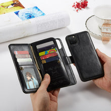 Load image into Gallery viewer, iPhone 11 Pro Max BRG Leather Wallet Flip 9 Card-Slot Detachable Case
