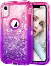 Load image into Gallery viewer, iPhone XR Transparent ShockProof Ombre Liquid Glitter Gradient Heavy Duty Case
