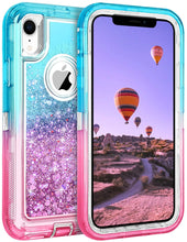 Load image into Gallery viewer, iPhone XR Transparent ShockProof Ombre Liquid Glitter Gradient Heavy Duty Case
