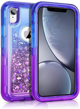 Load image into Gallery viewer, iPhone XR Transparent ShockProof Ombre Liquid Glitter Gradient Heavy Duty Case
