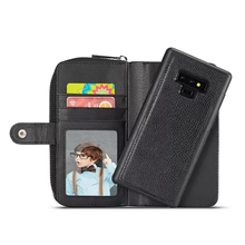 Load image into Gallery viewer, Samsung Galaxy Note 9 BRG Leather Purse 3 Card-Slot Detachable Case
