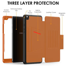 Load image into Gallery viewer, Samsung Galaxy Tab A 8.0 (2019) Card-Holder Full Body Protection Flip Case - Brown

